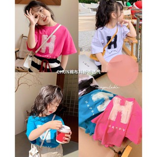 พร้อมส่ง ลดกระหน่ํา เสื้อยืดลําลอง ผ้าฝ้ายแท้ แขนสั้น คอกลม พิมพ์ลายตัวอักษร เข้ากับทุกการแต่งกาย สไตล์เกาหลี ญี่ปุ่น สําหรับเด็กผู้หญิง