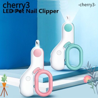 Cherry กรรไกรตัดเล็บสัตว์เลี้ยง มีไฟ LED ป้องกันเลือด หลากสี แบบมืออาชีพ สําหรับสุนัข แมว