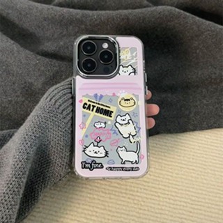 Pink Graffiti the White Kitten Phone Case For Iphone13 11 Transparent 12pro 14Promax Soft Case Xsmax