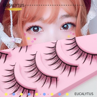 Eutus ขนตาปลอม ยาว เป็นธรรมชาติ ใช้ซ้ําได้ แฟชั่นสไตล์ญี่ปุ่น สําหรับแต่งหน้า 5 คู่