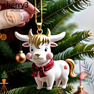 Cherry3 จี้อะคริลิค รูปการ์ตูนวัว สร้างสรรค์ สําหรับตกแต่งบ้าน ต้นคริสต์มาส วัวแขวนเครื่องประดับ สําหรับคริสต์มาส 2 ชิ้น