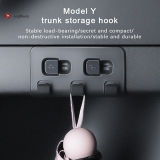 Abongbang ตะขอแขวนกระเป๋า ติดด้านหน้า และด้านหลัง อุปกรณ์เสริม สําหรับรถยนต์ Tesla Model Y