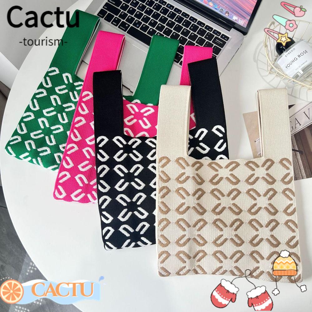 cactu-กระเป๋าถือถัก-ความจุสูง-สี่ใบ-ผูกปม-แฟชั่นสําหรับผู้หญิง