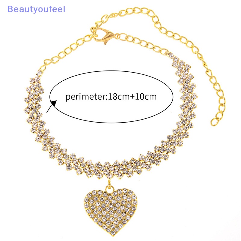 beautyoufeel-สร้อยข้อเท้าโซ่-จี้รูปหัวใจ-ประดับพลอยเทียม-แวววาว-เครื่องประดับแฟชั่น-สําหรับผู้หญิง-งานแต่งงาน-ปาร์ตี้