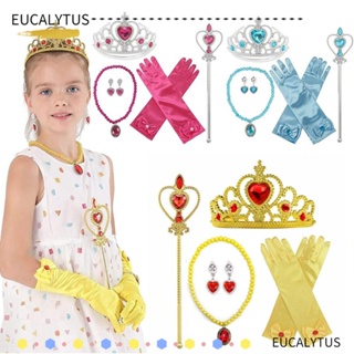 Eutus มงกุฎเจ้าหญิง ประดับพลอยเทียม น่ารัก อุปกรณ์เสริม สําหรับแต่งกายคอสเพลย์ ถุงมือ