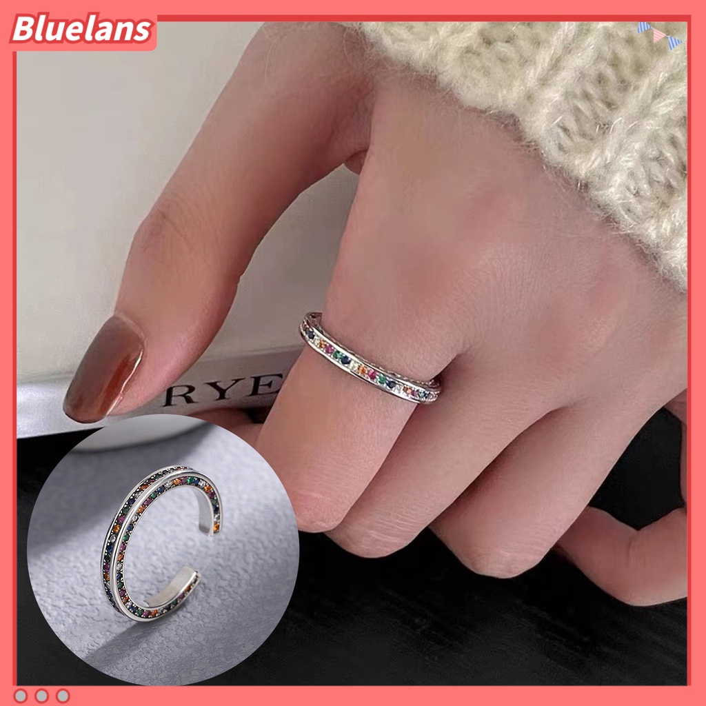 bluelans-แหวนนิ้วมือ-ฝังพลอยเทียม-สีเงิน-ปรับได้-เครื่องประดับแฟชั่น-สําหรับผู้หญิง