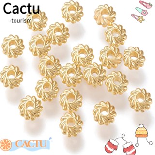 Cactu ลูกปัดสเปเซอร์ รูปดอกไม้ทิเบต ชุบทอง 18K 5*1.5 มม. รู 1.5 มม. สําหรับทําเครื่องประดับ สร้อยคอ 200 ชิ้น