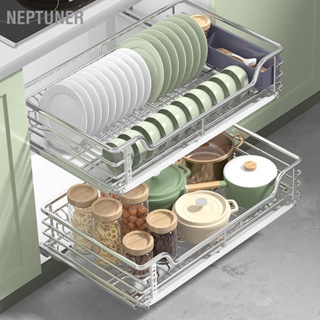 Neptuner ดึงออกตู้จัด 2 ชั้นเลื่อนตะกร้าออแกไนเซอร์ลิ้นชักหนักตู้เลื่อนตะกร้าสำหรับห้องครัวห้องน้ำ