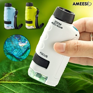 Ameesi กล้องจุลทรรศน์ ขนาดเล็ก 60-120X ปรับโฟกัสได้ ของเล่นสําหรับนักเรียน