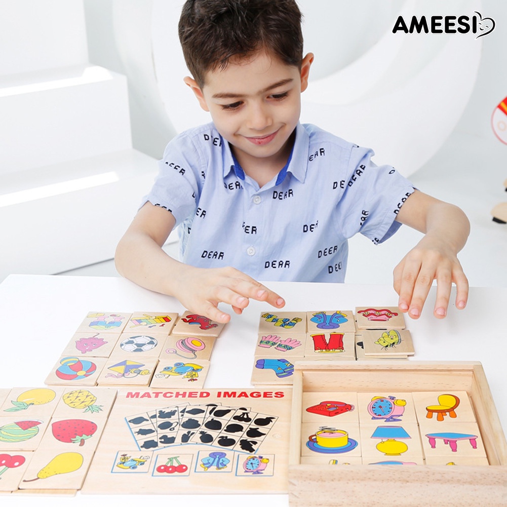 ameesi-การ์ดไม้จับคู่กราฟฟิก-เงา-เสริมการเรียนรู้เด็ก