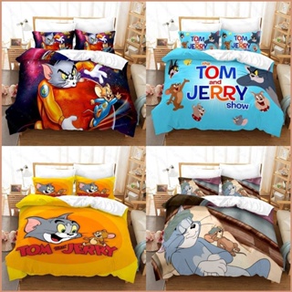 ชุดเครื่องนอน ผ้าปูที่นอน ปลอกหมอน ผ้าห่ม ลาย Tom Jerry 23 ซักทําความสะอาดได้ สําหรับหอพัก บ้าน ห้องนอน
