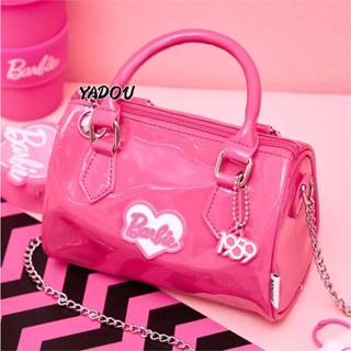 YADOU Barbie bag กระเป๋าสะพายไหล่ผู้หญิง Barbie Girl กระเป๋าถือเคลือบมันหนังสิทธิบัตร