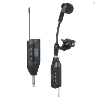 Audioworld Baomic Saxophone UHF ไมโครโฟนไร้สาย ระบบ TFT จอแสดงผลดิจิตอล ไมโครโฟน แบบคลิปออน สําหรับแซกโซโฟน ทรัมเป็ต บันทึกเสียง การแสดงสด