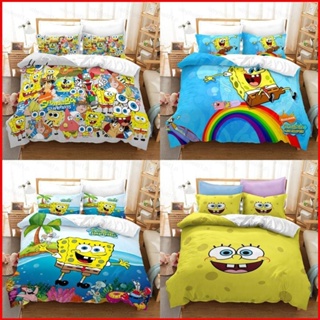 Fash SpongeBob 3in1 ชุดเครื่องนอน ผ้าปูที่นอน ผ้าห่ม ปลอกหมอน บ้าน ห้องนอน ชุดป๊อป