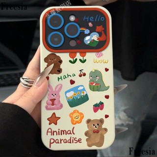 เคสมือถือ แบบนิ่ม ลายสวนสัตว์ ภาพวาดสีน้ํามัน สําหรับ Apple 14 Pro Max Iphone 13 Pro 12 11 7p