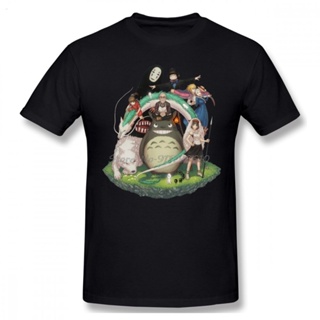 ผ้าฝ้าย 100% Spirited Away Anime Princess Mononoke  Short Sleeve Mens Clothes Tees Harajuku Streetwear