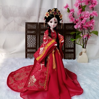 1/6 BJD ตุ๊กตาโบราณ Hanfu เสื้อผ้า กระโปรงเทรลลิง ผ้าโพกศีรษะ ตุ๊กตาเจ้าหญิง ละคร ตุ๊กตา ของเล่น สําหรับเด็กผู้หญิง UYWR