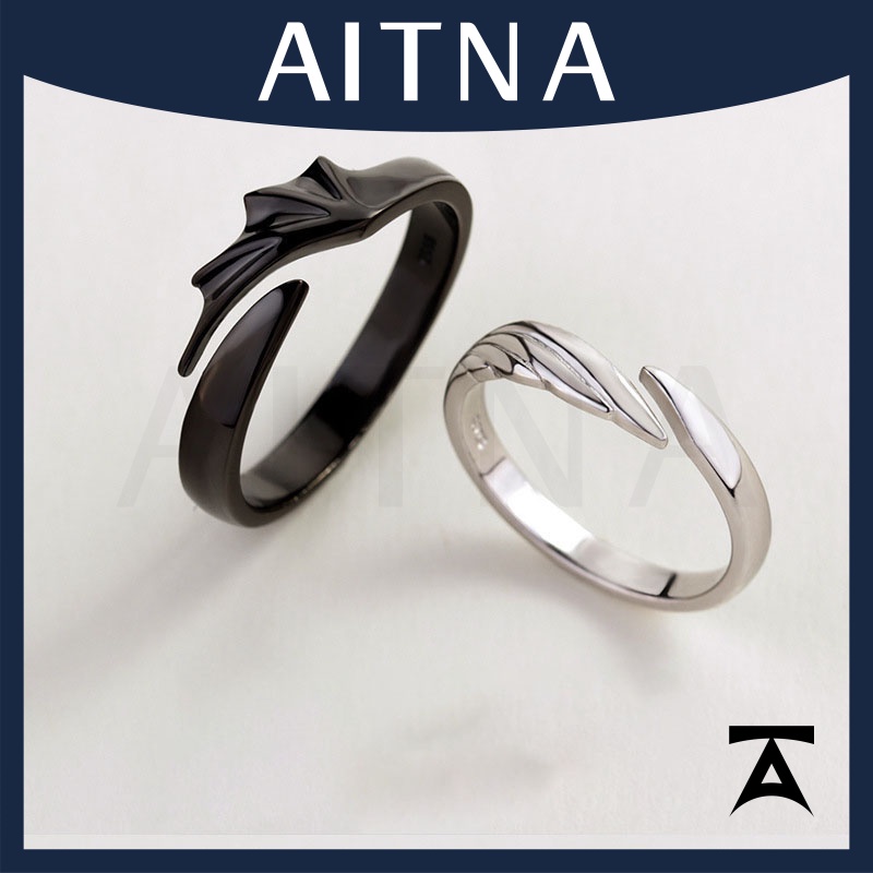aitna-แหวนคู่รัก-ปีกปีศาจ-นางฟ้า-เรียบง่าย-สีดํา-และสีขาว-ปรับได้-1-ชิ้น