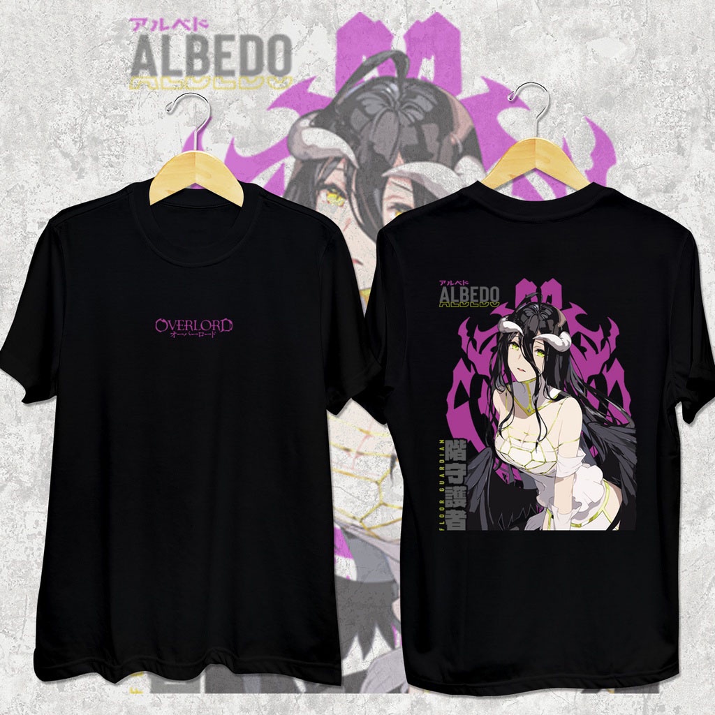 overlord-สีขาวสีดำแฟชั่นเสื้อยืดแขนสั้นลายการ์ตูน-เสื้อโอเวอร์ไซส์ผู้ชายและผู้หญิงคอกลม-ขนาดใหญ่แขนสั้น