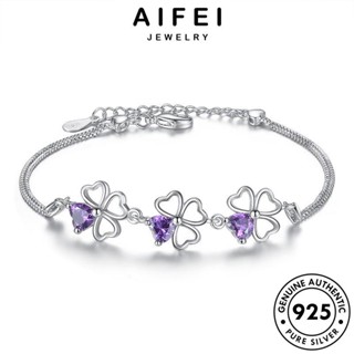 AIFEI JEWELRY Silver ผู้หญิง พลอยสีม่วง เครื่องประดับ กำไล แท้ ดอกไม้กลวง เงิน ผู้หญิง กำไลข้อมือ แฟชั่น เครื่องประดับ เกาหลี ต้นฉบับ 925 B37