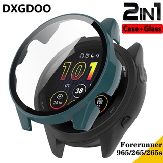 Dxgdoo 2-IN-1 เคสกระจกนิรภัย PC แข็ง ป้องกันรอยขีดข่วน สําหรับ Garmin Forerunner 965 955 Forerunner 265 265s