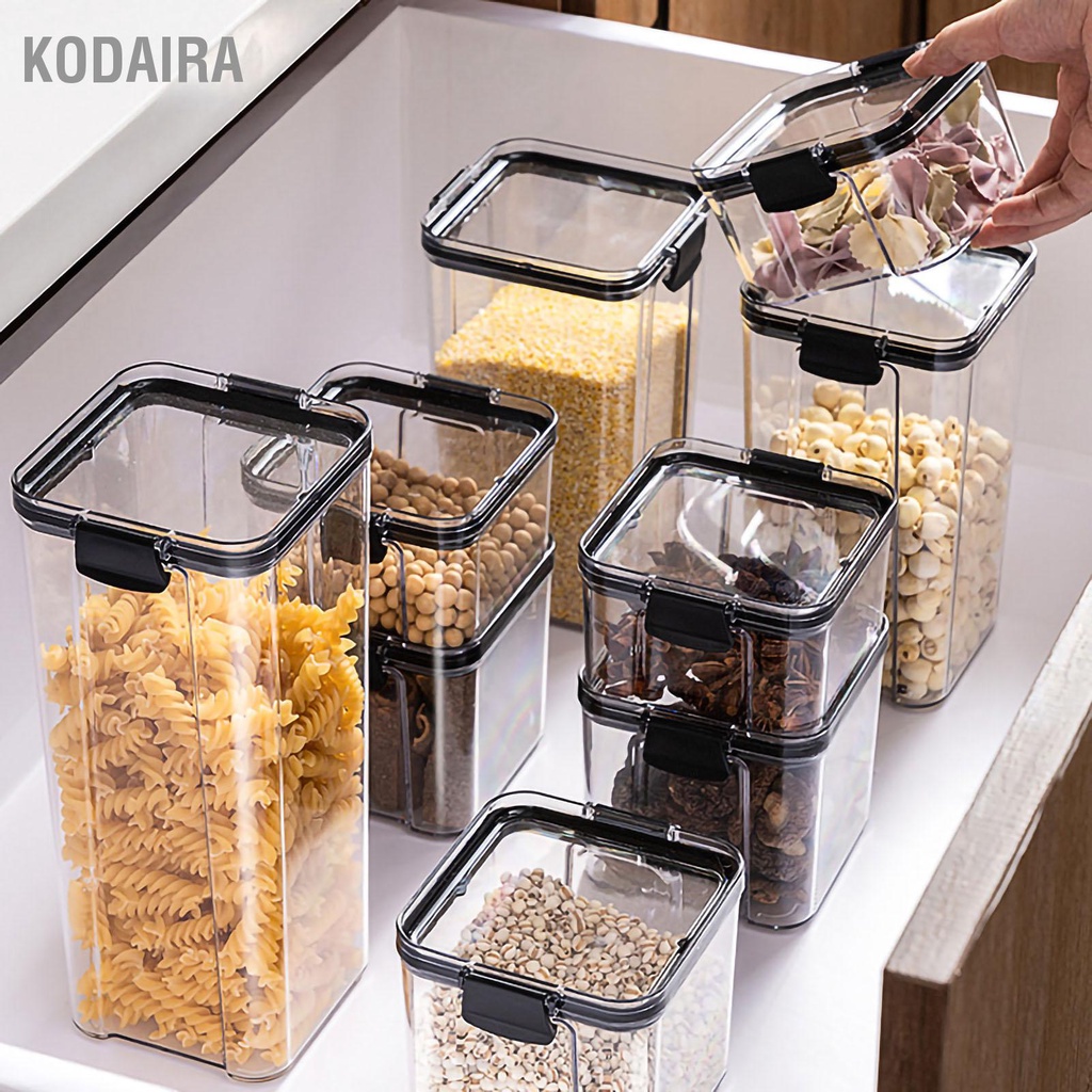 kodaira-กล่องเก็บธัญพืชภาชนะเก็บอาหารซิลิโคน-pet-ปิดผนึกโปร่งใสสำหรับของว่างในครัวชาอ่อนนุช