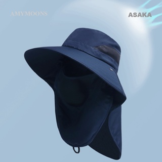 Asaka หมวกคลุมไหล่ ป้องกันแดด แบบเต็มหน้า แฟชั่นฤดูใบไม้ผลิ และฤดูร้อน สําหรับผู้ชาย ชาวประมง ปีนเขา