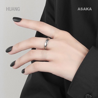 Asaka แหวนเงิน แบบเปิด รูปหัวใจ สไตล์วินเทจ