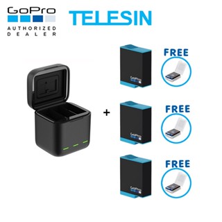 GoPro 10 / 9 Telesin Charger Box + Battery x 3 ของโกโปรแท้ ประกันศูนย์ 1 ปี แท่นชาร์จ ที่ชาร์จ + แบตเตอร์รี่โ...