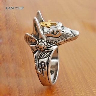Fancy แหวนนิ้วมือ รูปหัวหมาป่า สไตล์วินเทจ อียิปต์ พังก์ โบโฮ เครื่องประดับ สําหรับผู้ชาย ผู้หญิง