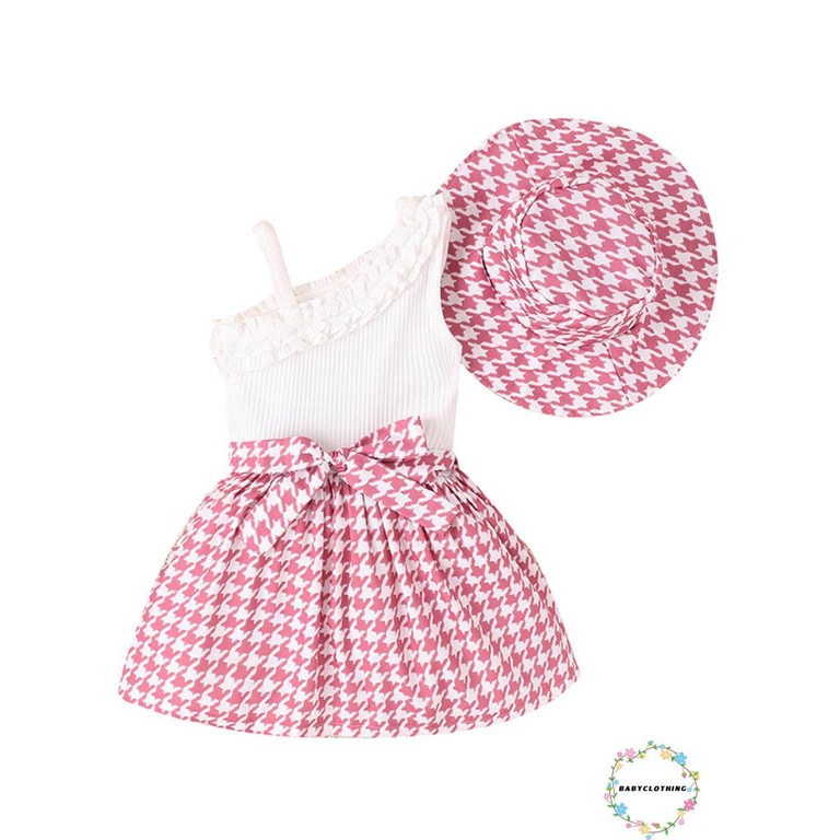 babyclothes-ชุดเดรสแขนกุดลําลอง-พิมพ์ลายฟันสุนัข-พร้อมหมวก-แฟชั่นฤดูร้อน-สําหรับเด็กผู้หญิง