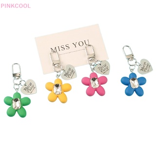 Pinkcool พวงกุญแจ จี้ดอกไม้ หัวใจ อัญมณี เครื่องประดับ สําหรับตกแต่งกระเป๋าเป้สะพายหลัง กระเป๋า ขายดี