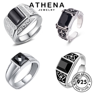 ATHENA JEWELRY แหวน ผู้ชาย เงิน เกาหลี 925 แท้ นิลดำ เรียบง่าย Silver แฟชั่น ต้นฉบับ เครื่องประดับ ออบซิเดียน เพชรดำ เครื่องประดับ M090
