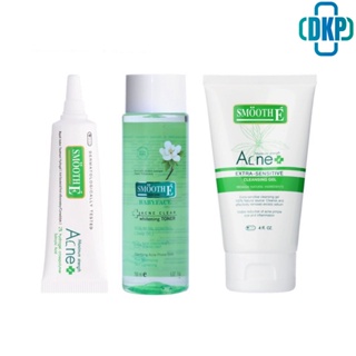 SMOOTH E ACNE SOLUTION SET - (ACNE HYDROGEL 7G.,TONER  150 มล., ACNE EXTRA SENSITIVE CLEANSING GEL 4 Oz)[DKP]