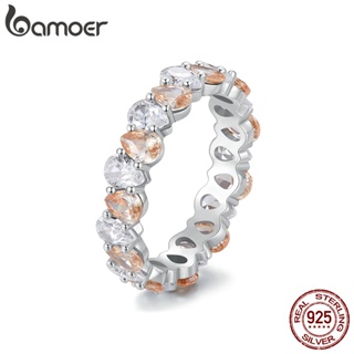 Bamoer แหวนเงินสเตอร์ลิง 925 ประดับเพทาย รูปหยดน้ํา แวววาว เครื่องประดับคู่รัก