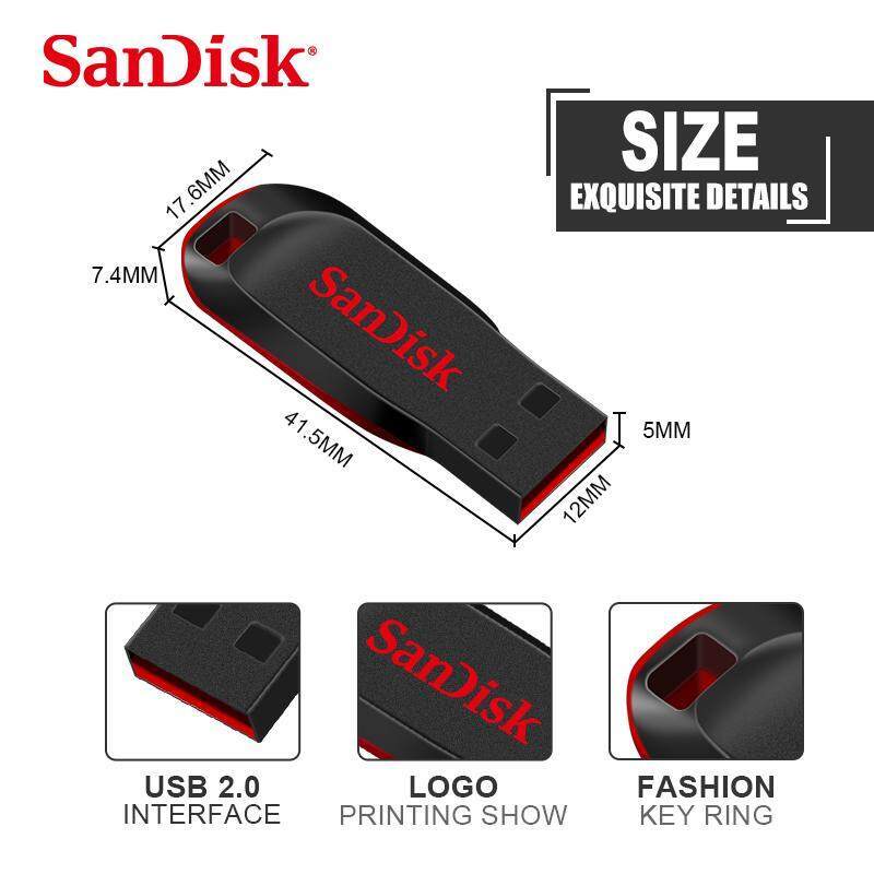 sandisk-flash-drive-cruzer-blade-16gb-32gb-64gb-black-red-cz50-usb-2-0-แฟลชไดร์ฟ-usb-flash-drive