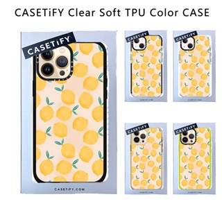 Casetify X Lemon Black Beige Neon Yellow Black White Edge TPU เคสใส IPhone 14 13 12 11 Pro MAX Mini XS MAX XR X SE 6 6S 7 8 Plus เคสนิ่ม