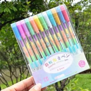 #荧光笔#炫彩粉彩笔 ปากกาการ์ดอวยพร ไล่โทนสีรุ้ง 6 สี diy