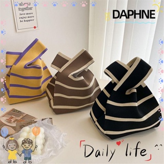 Daphne กระเป๋าถือลําลอง ผ้าถัก ลายสก๊อต ใช้ซ้ําได้