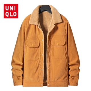 UNIQLO เสื้อแจ็กเก็ตแขนยาวลําลอง ผ้าฝ้าย ผ้าลูกฟูก แบบหนา ให้ความอบอุ่น แฟชั่นฤดูใบไม้ร่วง และฤดูหนาว สําหรับผู้ชาย ไซซ์ M - 4XL