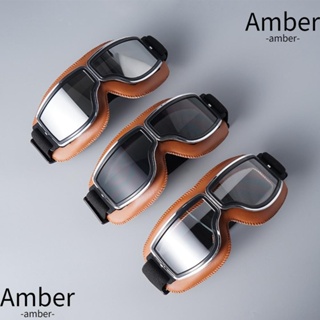 Amber แว่นตาหนัง สไตล์คลาสสิก ย้อนยุค สําหรับขี่รถจักรยานยนต์ กีฬากลางแจ้ง