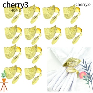 Cherry3 แหวนโลหะ รูปใบเมเปิ้ล สีทอง สไตล์ตะวันตก สําหรับผ้าเช็ดปาก โรงแรม ร้านอาหาร 12 ชิ้น
