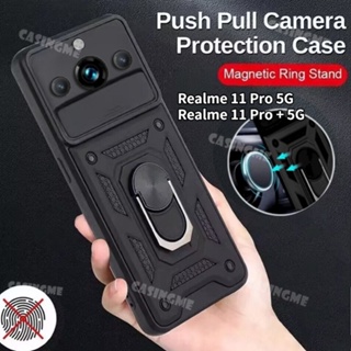 เคสโทรศัพท์มือถือ ป้องกันกล้อง แบบแม่เหล็ก พร้อมแหวนแม่เหล็ก สําหรับ Realme 11 Pro Plus Realme11 11Pro Pro+ 5G 2023