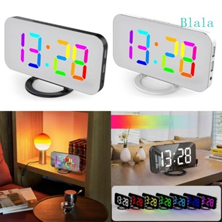 Blala นาฬิกาปลุกดิจิทัล LED RGB 6 ระดับความสว่าง 2 พอร์ต สําหรับแต่งหน้า