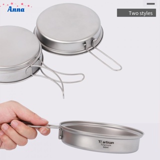 【Anna】Titanium Camping Frypan with Foldable Handles Outdoor Hiking Cooking Frying Pan