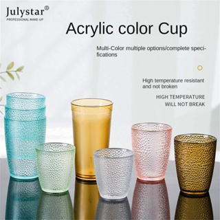 JULYSTAR ถ้วยอะคริลิกพลาสติกสีใสถ้วยน้ำ Creative DROP-Resistant ชุดครัวเรือนร้านอาหารถ้วยดื่มเบียร์ถ้วยชา