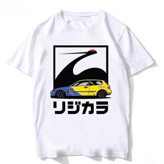เสื้อยืด  เสื้อยืดผู้ชาย Spoon sport T-shirt JDM Honda Civic EG Hatchback Spoon Sports Apparel T-Shirt New Men Short Sl