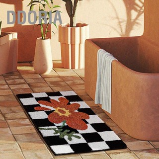 DDORIA Checkered Doormat Anti Skid Black White Grid Cute Door Mat for Bathrooms Kitchens Living Rooms