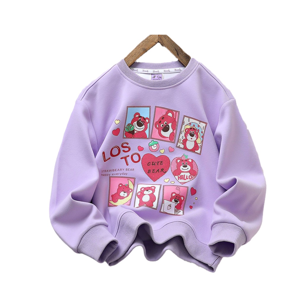 new-childrens-sweater-leisure-style-love-strawberry-bear-girls-blouse-baby-long-sleeved-cotton-lovely-wind-sweater