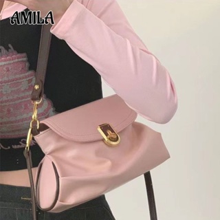 AMILA Basque Rose กระเป๋าใต้วงแขนผู้หญิง 2023 ใหม่แฟชั่นอินเทรนด์สีตัดกันแบบพกพาพับกระเป๋า Niche Messenger กระเป๋า